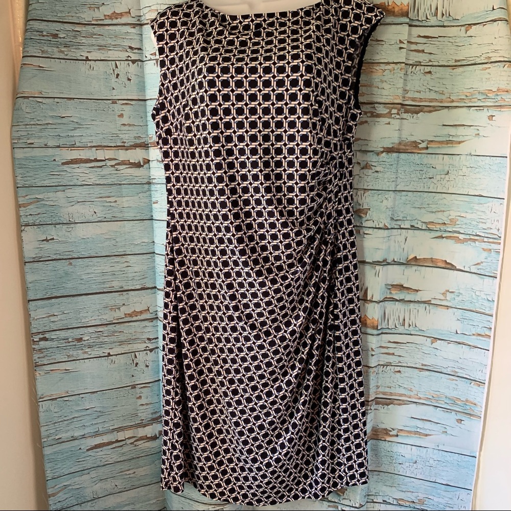 Chaps slimming dress, checkered ruched XL